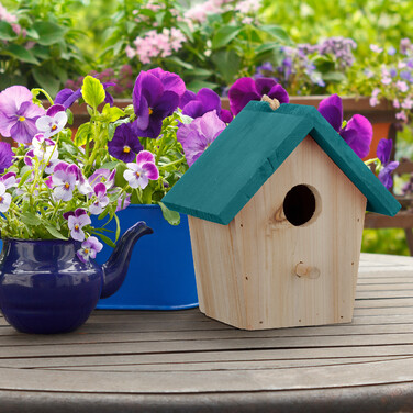 Relaxdays Decorative Birdhouse with Blue Roof