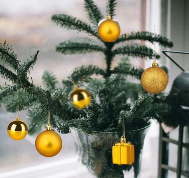 Набір прикрас для ялинки Homewit 105 шт. Золотий, пластикові кулі з гачками, набір ялинкових прикрас