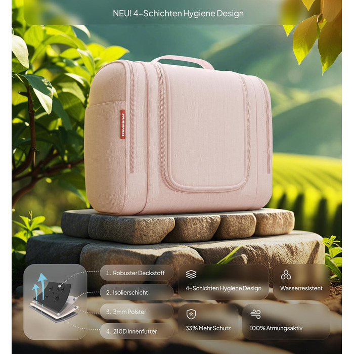 Чохол-органайзер для подорожей Traveaner, 7 відділень, 3-в-1, водонепроникний, рожевий, XXL