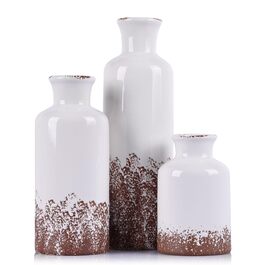 Набір керамічних ваз (3 шт.) сірого кольору для декору інтер'єру, сучасний, рустикальний стиль, для вітальні, кухні, полиці, спальні, ванної кімнати, каміна, столу, передпокою