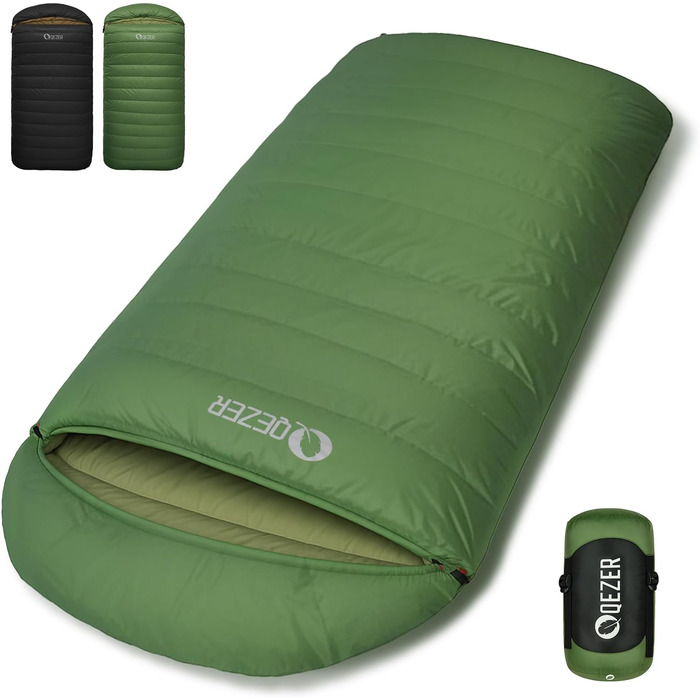 Спальний мішок XXL з пуху на 3-4 сезони, 230x100 см, для дорослих, кемпінг, походи, 3°C, чорний