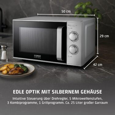 Мікрохвильова піч CASO MG 20 Ecostyle Ceramic з грилем, 25 літрів, дизайн, Testsieger Haus & Garten Test, CASOTEK дно
