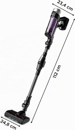 Акумуляторний вертикальний пилосос Rowenta X-Force Flex 9.60 Complete RH2099WO (фіолетовий) з LED-підсвіткою та повним набором насадок, 100 AW