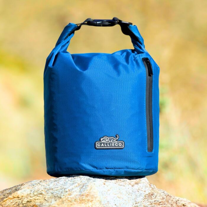 Сумка для корму для собак Callieco з міркою та кишенькою, водонепроникний контейнер для дому, подорожей, кемпінгу, 64 порції (Блакитний)