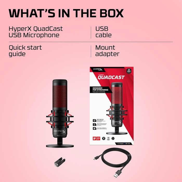 HyperX QuadCast USB мікрофон для стрімерів та геймерів, чорний