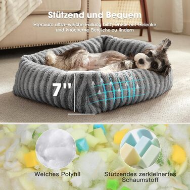 Лежанка для собак середнього розміру, сіра, 64x54x18 см, знімний, зручний, з підвищеними бортиками, з антиковзким покриттям