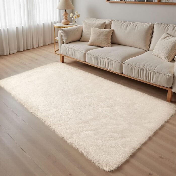 Килим Treeboy Hochflor сірий для вітальні, спальні, дитячої кімнати, 80x160 см, миючий, антиковзаючий, пухнастий, сучасний