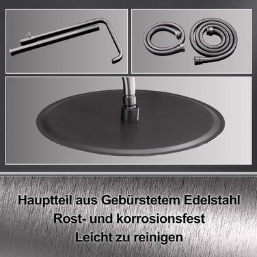 Gorbach Rain Shower System with Shelf Shower Set without Shower Faucet (20x20cm) (TD25GM, Gunmetal Grey)