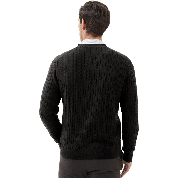 Чоловічий кардиган Kallspin з в'язаного з мікрофібри з косими візерунками, з ґудзиками та кишенями (S, Чорний)