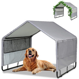 Будка для собак Outdoor 120x120x100 см, водонепроникна, сітка, сірий колір