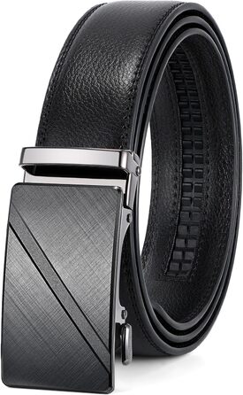 Чоловічий шкіряний ремінь JasGood з автоматичною застібкою та регулюванням, 35 мм, чорний, 115 см (підходить для талії 85-100 см)