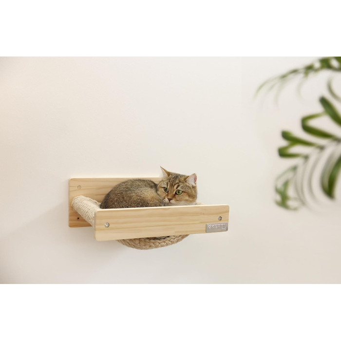 Гамак для кота Kerbl Timber, 38x33,5x16 см, до 6 кг, з м'якого плюшу, для кріплення на стіні, знімний чохол, іграшка для кота