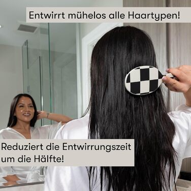 FRAMAR Щітка для волосся без заплутування - для довгих волосся, дамська, для мокрого волосся, розпушувач, антизаплутування, для кучерявого волосся (в клітинку)