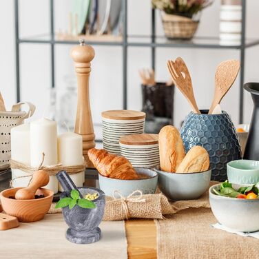 Набір для приготування спецій Relaxdays: мармуровий ступка та пестик, сірий, Ø 10.5 см