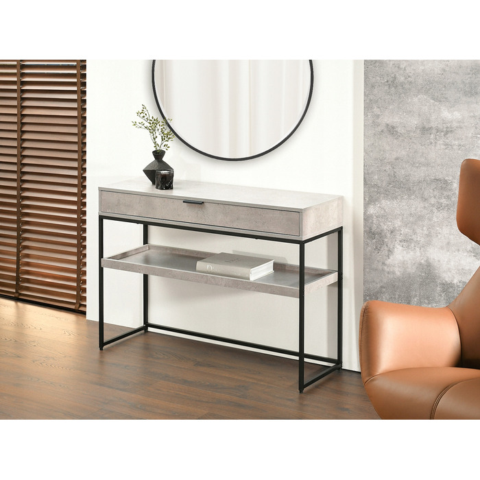 Консольний столик Mebel-Partner бетон, чорний матовий, 110 x 76,5 x 35 см