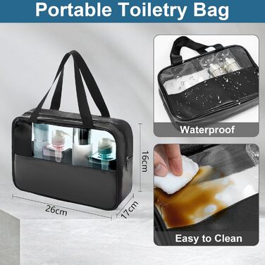 Органайзер для валізи 12 шт. - комплект водонепроникних пакувальних кубиків, органайзер для подорожей, сімейних поїздок, зберігання вдома (Чорний 1x косметичка + 1x 20л спортивна сумка)