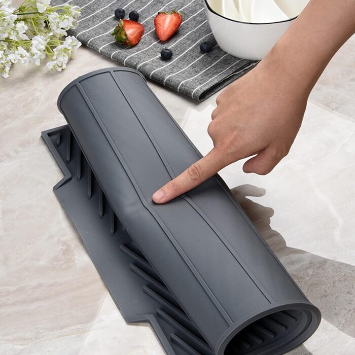 Килимок для посуду WXFLGH 40x30 см з термостійкого силікону, антиковзаючого, для мийки, стільниці, під миску для котів (темно-сірий)