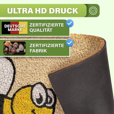 Коврик для підлоги з кокосового волокна, вологостійкий, 40x60 см Bee Happy