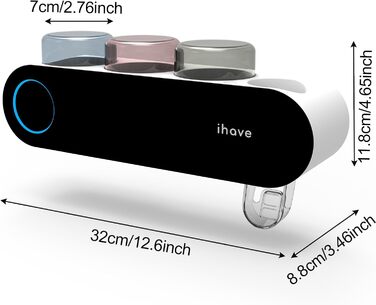 Тримач для електричної зубної щітки iHave з УФ-дезінфекцією, розумний аксесуар для ванної кімнати, 3 стаканчика, дозатор пасти, чорний