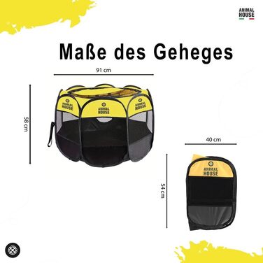 Складний водовідштовхуючий забірчик для цуценят, собак, котів та кроликів Animal House: портативний, для дому, 74x74x43 см (жовтий)