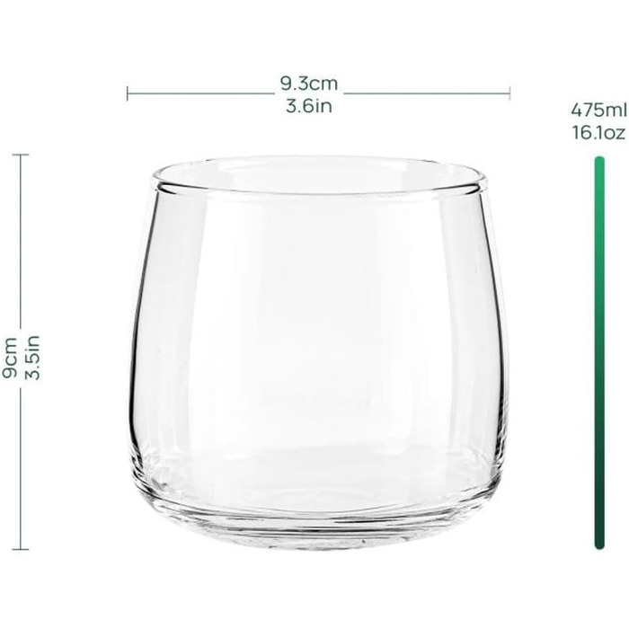 TREND FOR HOME Dessert Glasses Emma Large 475 ml, Round Glasses Set of 6, Gin Tumbler Dessert Bowls Glass, Restaurants and Parties, Dishwasher and Microwave Safe