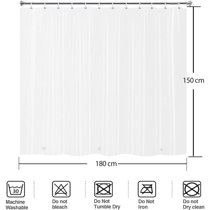 Шторка для душу YISURE, прозора, 120x200 см, з магнітною фіксацією, водонепроникна, для ванни
