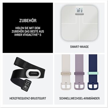 Розумний годинник Garmin Vivoactive 5 42mm - GPS, AMOLED, 11 днів, фітнес, здоров'я, 30+ спортивні режими, музика, Garmin Pay, чорний/сірий