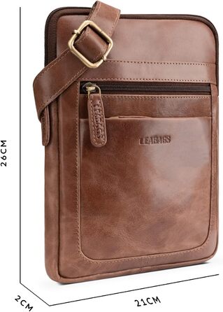 Сумка через плече LEABAGS з натуральної шкіри для чоловіків та жінок (Vintage Cognac)