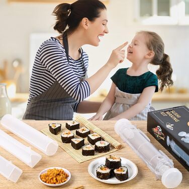 Набір для приготування суші: 3 форми, ролер, бамбукова килимок, палички. DIY для початківців та сім'ї