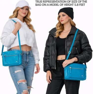 Сумка через плече Wise Owl з натуральної шкіри Air Blue Nappa для жінок та чоловіків, маленька кросбоді сумка з 5 кишенями на блискавці