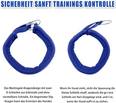 Нашийник для собак з неопрену, 4 см, світловідбиваючий, з нейлону, з зупинячем, зручний, для дресирування, анти-тяга, L, (Темно-синій, обхват шиї 45-56 см)