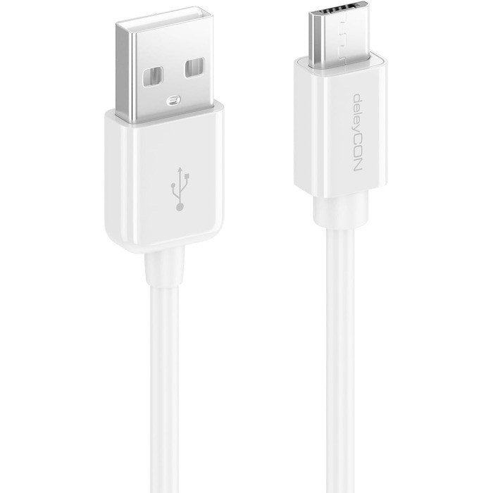 Кабель Micro USB deleyCON 0.15м для Android, смартфонів, планшетів, MP3 плеєрів, камер - білий (5м)