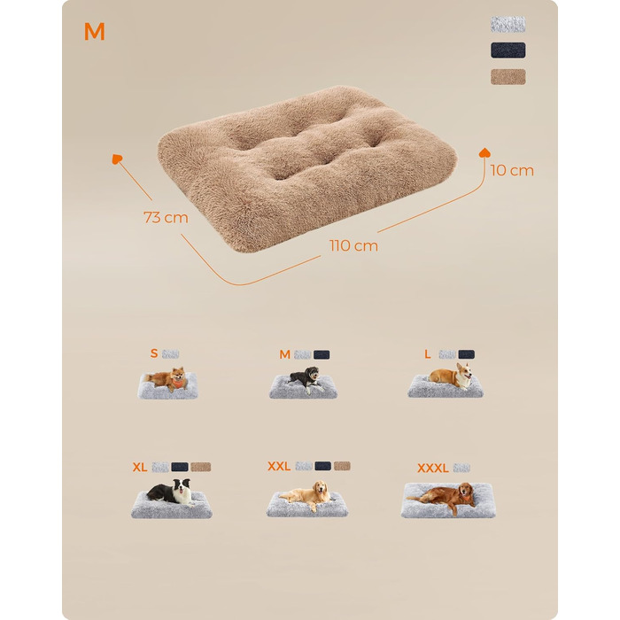 Ліжко для собак Feandrea з м'яким лежаком, 65x45 см, Ombré Grey, машинне прання, багатофункціональне, PGW200G01