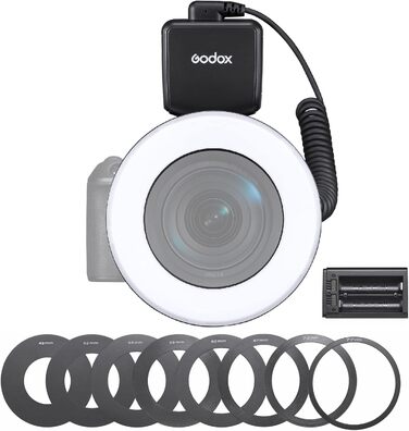 GODOX RING72 LED кільцева лампа для відео та фотозйомки з регулюванням яскравості, 72 LED, 5600K, адаптери 49-77mm
