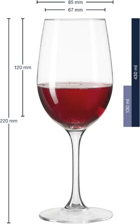 Leonardo Ciao+ Red Wine Glasses, Set of 6 Red Wine Goblets with Drawn Stem, Dishwasher-Safe Wine Glasses, 6 Pieces, 430 ml, 061448