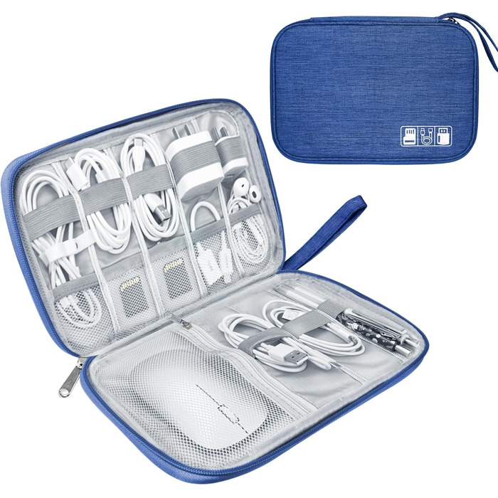 Органайзер для кабелів та аксесуарів для подорожей, синій A-navy