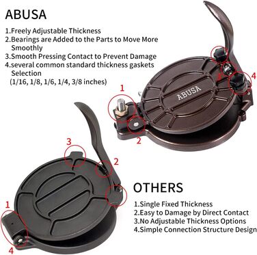 Пресс для тортилій, регульований, 20.3 см, бронзовий, для роті, доса, тамале, піци, пирогів, котлет, 8 дюймів