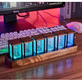 LED-годинник ClocTeck у стилі Nixie, цифровий ретро-годинник з Wi-Fi, будильник, 12/24 год, готовий до використання, подарунок