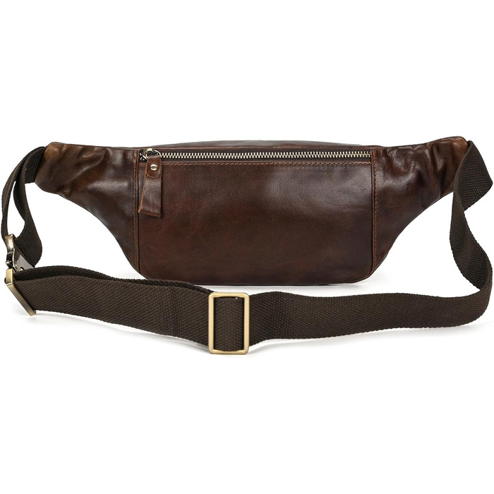 Чоловіча поясна сумка LUUFAN з натуральної шкіри, колір кавовий