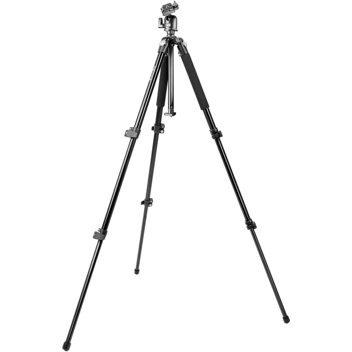 Фотоштатив Mantona Basic Scout Makro — компактний штатив для DSLR камер та макрозйомки, висота до 153 см, з реверсивною та додатковою короткою центральною колоною для outdoor фотографії