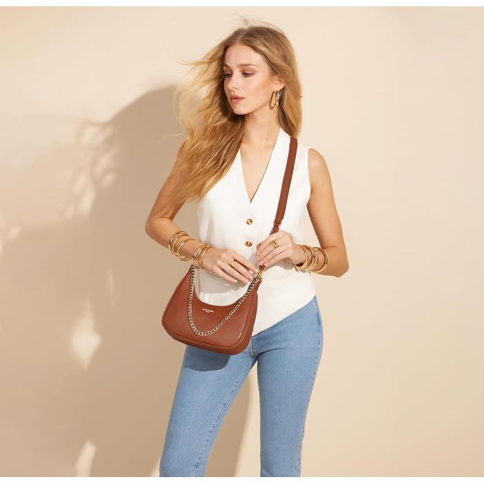 Сумка жіноча David Jones через плече, клатч з ланцюжком, екошкіра, колір коньяк - елегантна сумка для вечірки та повсякдення