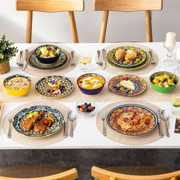 Набір посуду з порцеляни Vancasso на 6 осіб (18 предметів): тарілки, десертні тарілки, миски, серія KRVI