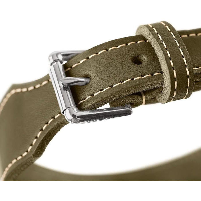Нашийник для собак Hunter Aalborg ExtraWide оливкового кольору, 45 см, з м'якої шкіри, Made in Germany