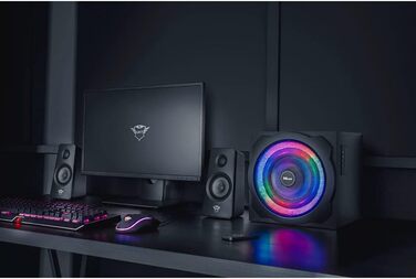 Trust Gaming GXT 38 Акустична система 2.1 з сабвуфером (RGB) - 120 Вт (для смартфона/ПК/планшета, чорний/червоний)
