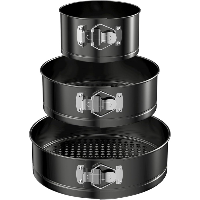 Набір форм для випічки WinGluge: 3 шт. (12/18/22 см), круглі, з антипригарним покриттям, знімним дном, для тортів та випічки