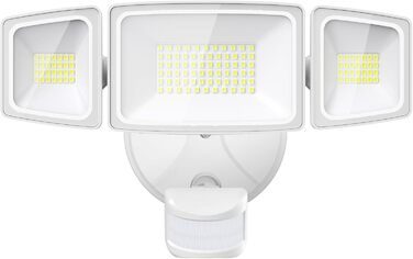 Onforu LED Floodlight with Motion Sensor Outdoor 55W, 5000 LM LED Floodlight, Outdoor Spotlight with Adjustable 3 Heads, 6500 K Cold White Spotlight, IP65 Waterproof Floodlight for Garage, Garden, Yard (White)