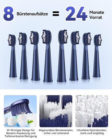 Електрична звукова зубна щітка JTF для дорослих, 5 режимів, 45 днів автономії, 8 насадок, IPX7 водонепроникна, з таймером, рожева - преміум набір для сім'ї