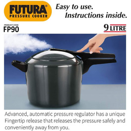 Швидковарка Hawkins Futura, 9 літрів, чорна, з нержавіючої сталі, з кришкою з нержавіючої сталі