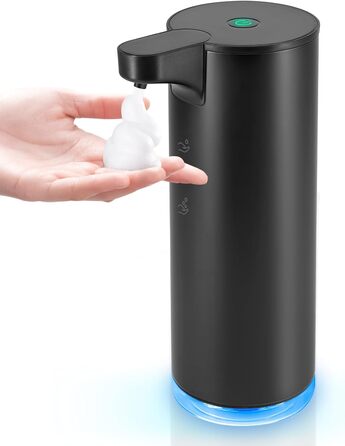 Automatic Soap Dispenser Stainless Steel Foam Soap Dispenser Electric - LAOPAO Soap Dispenser Set IPX5 Waterproof USB-C Charging with Sensor Infrared Motion Sensor for Kitchen & Bathroom (Black)