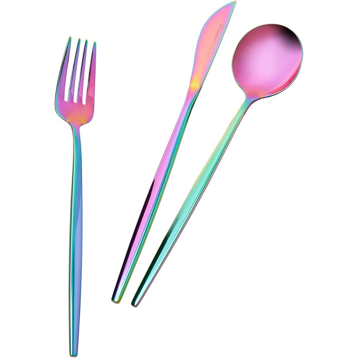 Karaca Orion Matte Rainbow 30-Piece Cutlery Set for 6 People - Cutlery, Knives, Forks, Dessert Forks, Stainless Steel, Dining Cutlery, Table Cutlery Set - Healthy and Hygienic, Modern Design